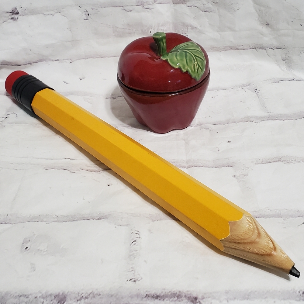 JUMBO pencil and apple candle NEW Teacher's bundle